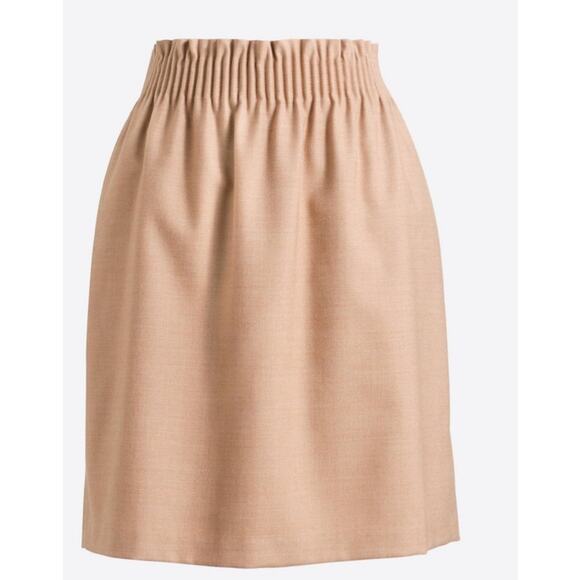 J. CREW Mini Skirt City Sidewalk Pleated Camel Tan Khaki sz 2 Wool Stretch - Picture 2 of 10